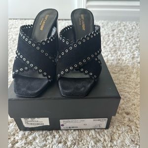 EUC Saint Laurent Loulou slip on heels- black with. Gold detailing- size 40